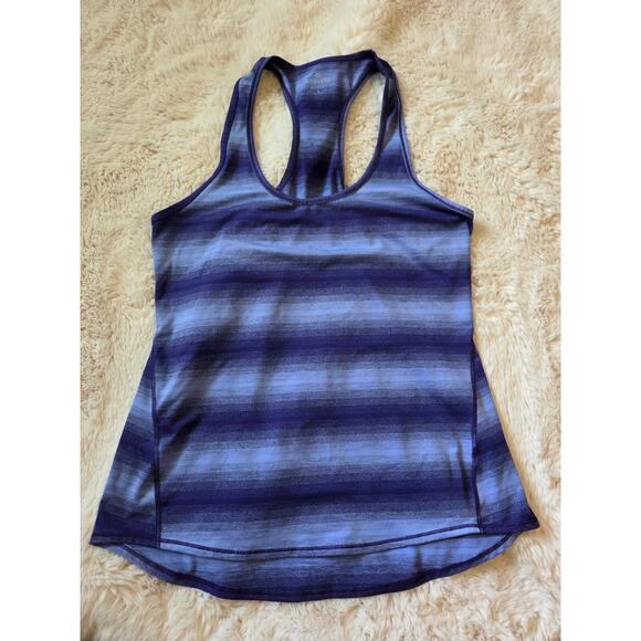 Athleta Blue Ombre Striped Racerback Workout Athletic Tank top size large - Picture 1 of 7
